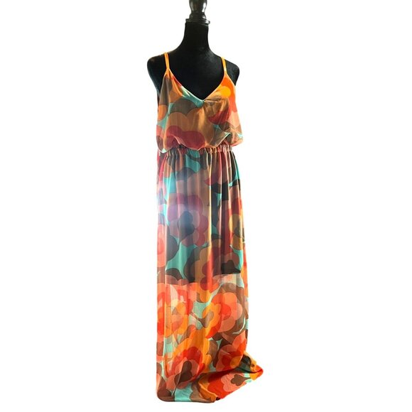 Judith March Floral Maxi Dress Multicolor Boho Chic L Fall Colors - Picture 2 of 7